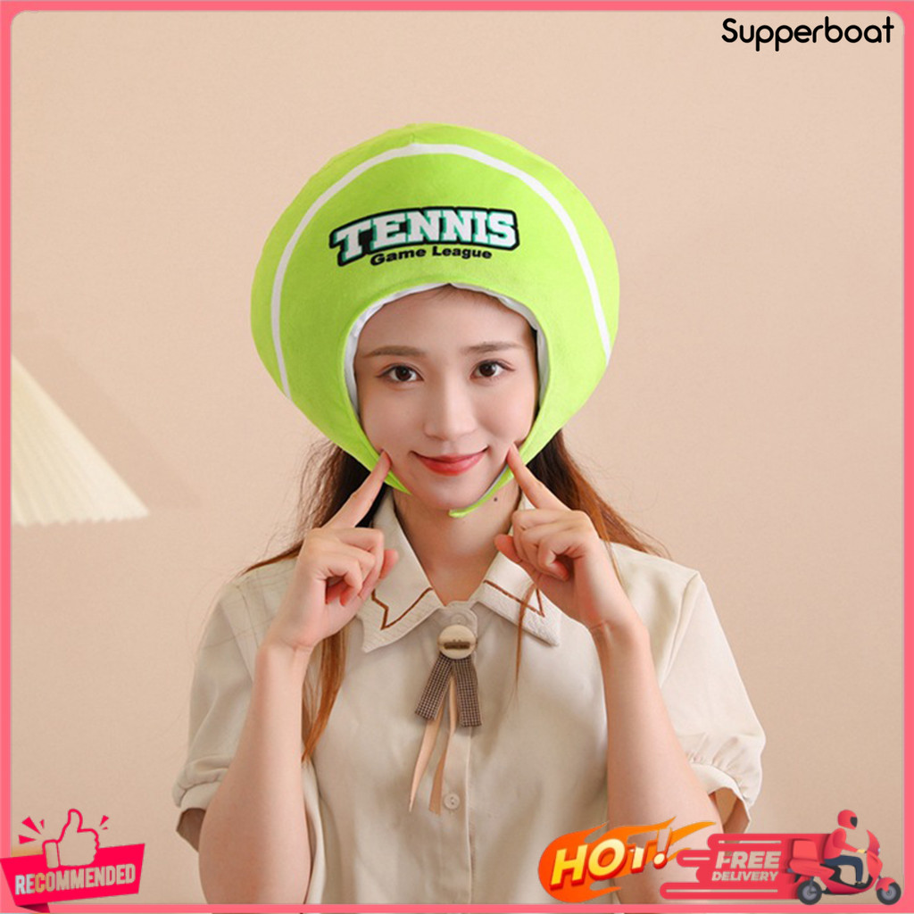 [SPB]✌สวมใส่เทนนิส Ball หมวกจําลองสามมิติหัวน่ารักตลก Cross-dressing Headwear เทนนิส Club Plush หมวก