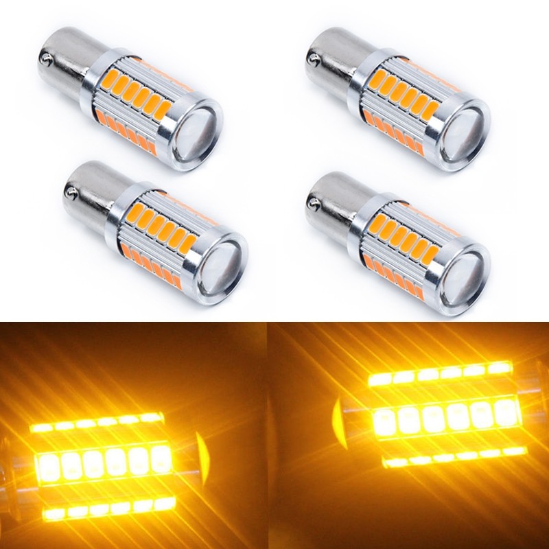 jelly 4 ชิ้น Amber 1156PY BAU15S PY21W LED 33SMD รถหาง Turn Bra