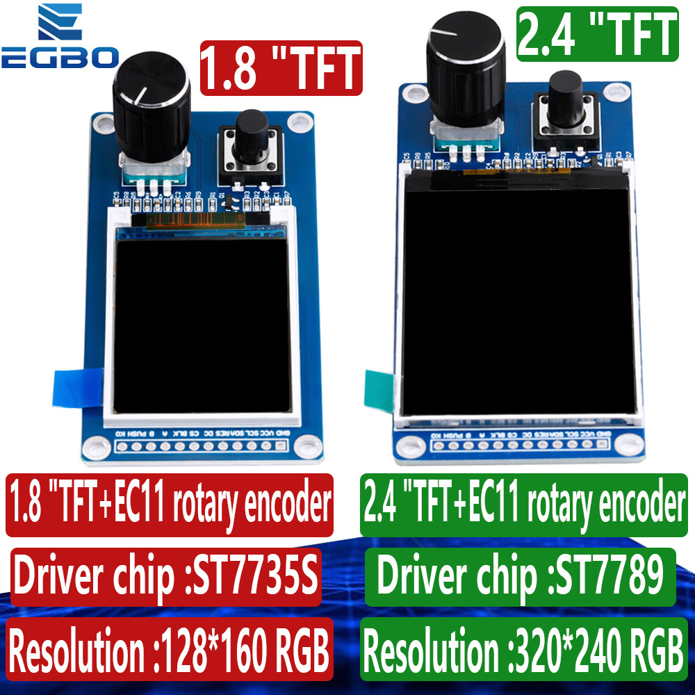 1.8 นิ้ว/2.4 นิ้วจอแสดงผล TFT LCD พร้อม EC11 Rotary Encoder โมดูลรวมและอินเทอร์เฟซ SPI ST7735S ST778