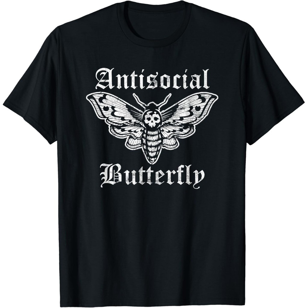 เสื้อยืดลายน่ารัก Anti-Social Butterfly และ Introvert distressed design