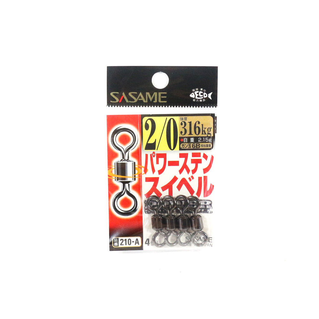 Sasame 210-A Power Stain Swivel Smooth Spin Black Size 2/0 (0914)