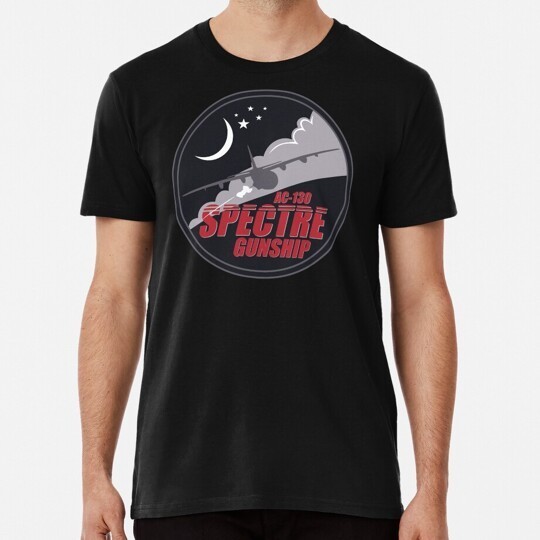 O-neck ฤดูร้อนผู้ชาย Retro สไตล์ 80s 90s กราฟิก Ac 130 Spectre Gunship Patch เสื้อยืด