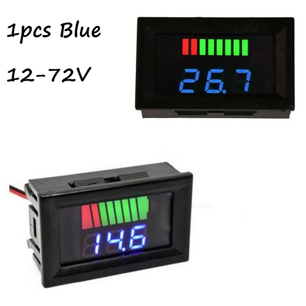 [AT]-LED Digital Voltmeter Battery Fuel Gauge เหมาะสําหรับรถจักรยานยนต์ทางทะเล 12V-72V