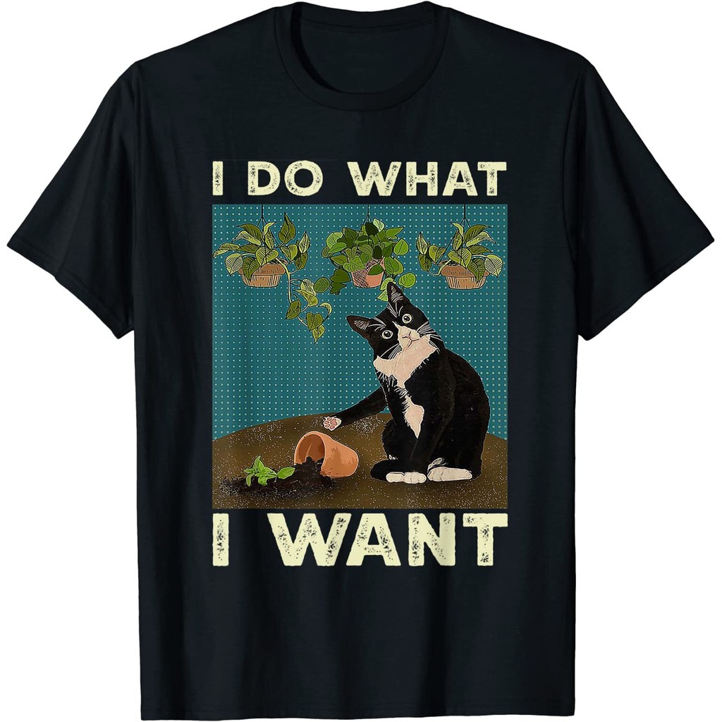Tuxedo Cat Gardening Funny Cat Cool Design Gift Idea เสื้อยืด