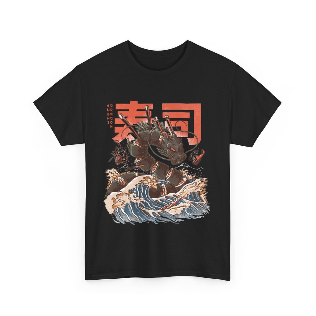 Great Sushi Dragon เสื้อยืด Retro Style 70s 80s 90s ออกแบบกราฟิก