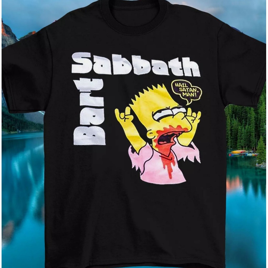 90s Casual Fashion Short Sleeve Black Sabbath Bart Simpson T Shirt
