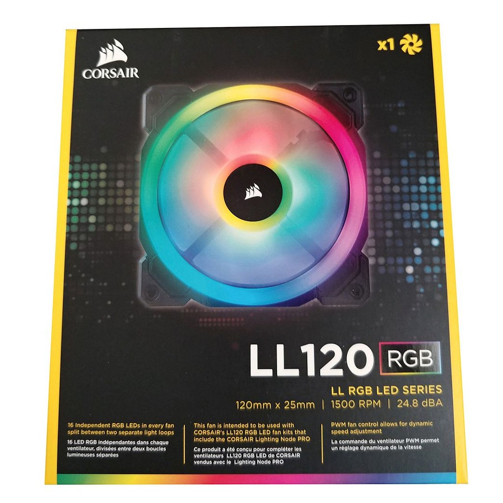Corsair LL120 RGB 120mm Dual Light Loop LED PWM Fan (Black, 1-Pack), CO-9050071-WW