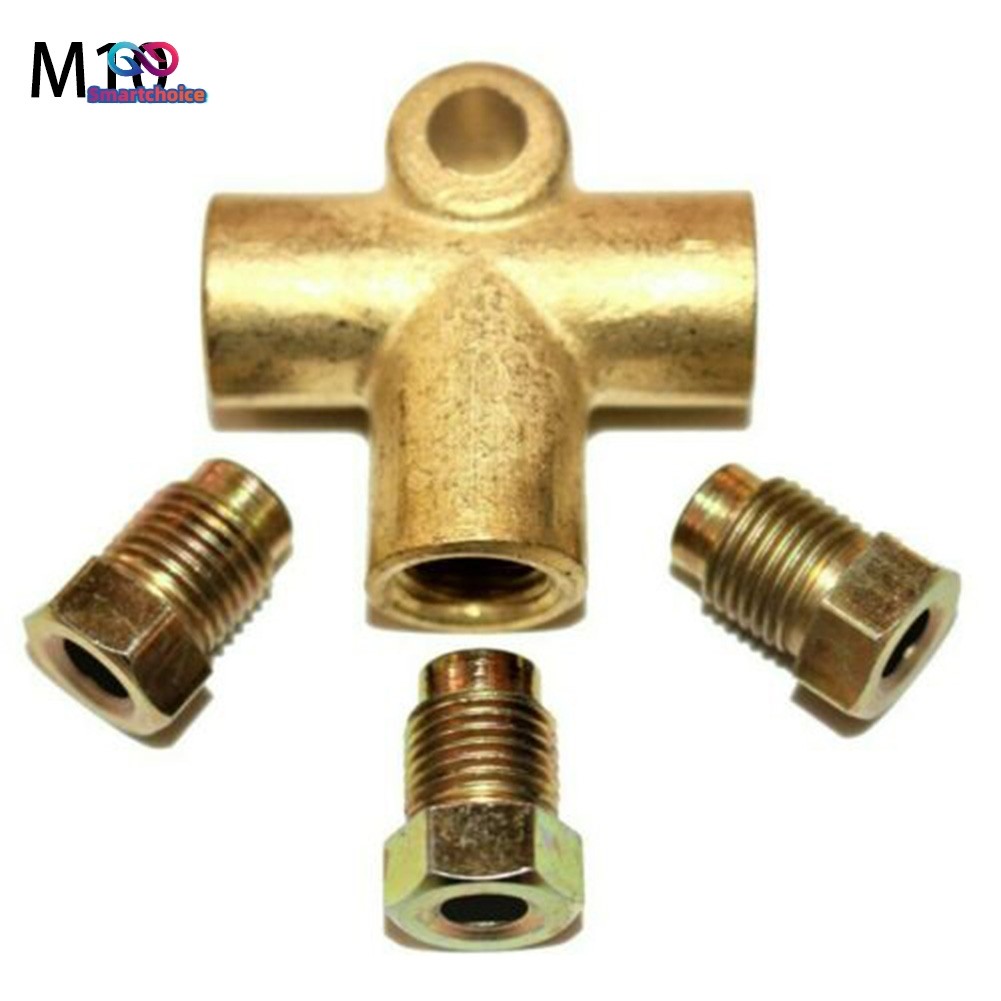 3-Way Brake T Piece Tee W/ 3 Male Nuts Short Union Metric M10 3/16" ข้อต่อท่อ