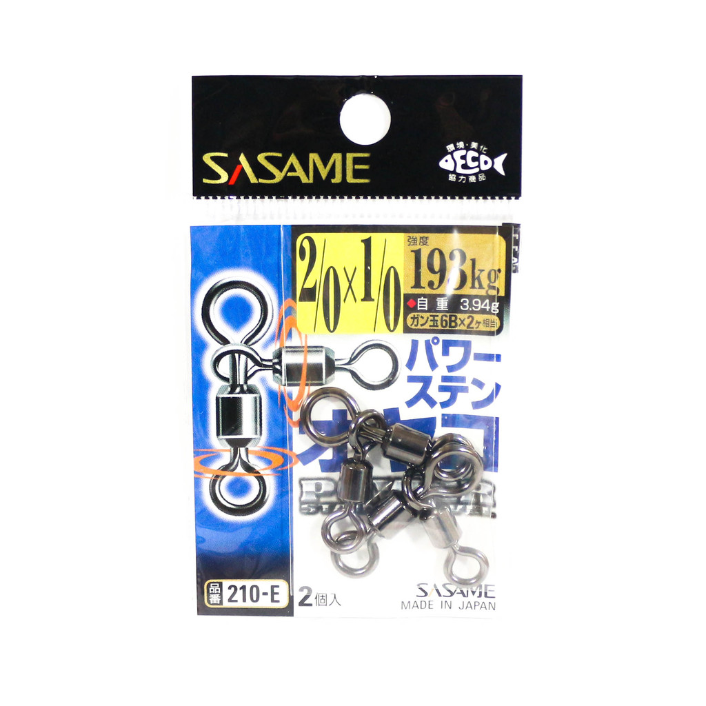 Sasame 210-E 3 Way Power Stain Swivel สีดํา ขนาด 2/0 x 1/0 (1485)