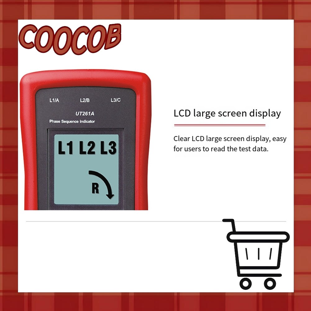 โคโคบ. UT261A เครื่องทดสอบลําดับ 3-Phase Rotation Meter ตัวบ่งชี้ลําดับเฟส 40-690V