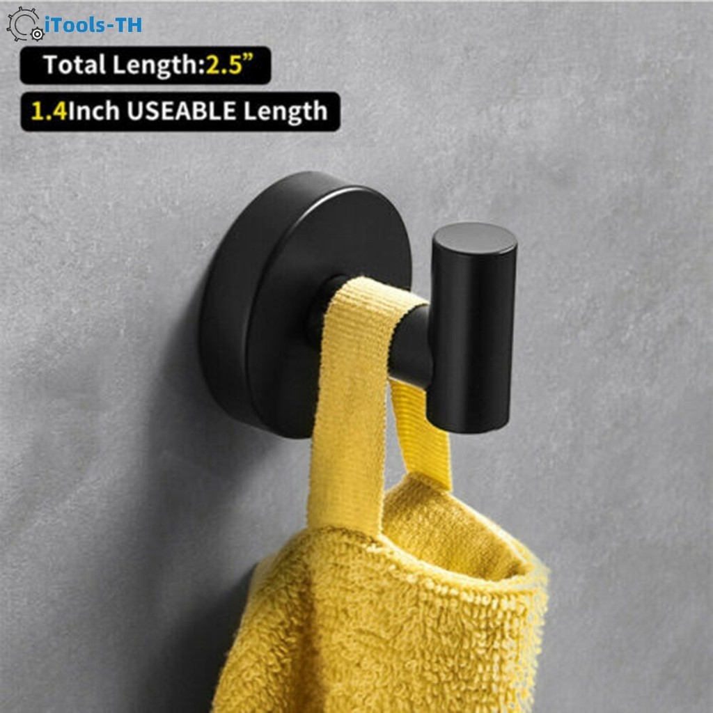 <iTools>ตะขอแขวนผ้าเช็ดตัวสีดําด้านสําหรับติดผนังห้องน้ําสแตนเลส