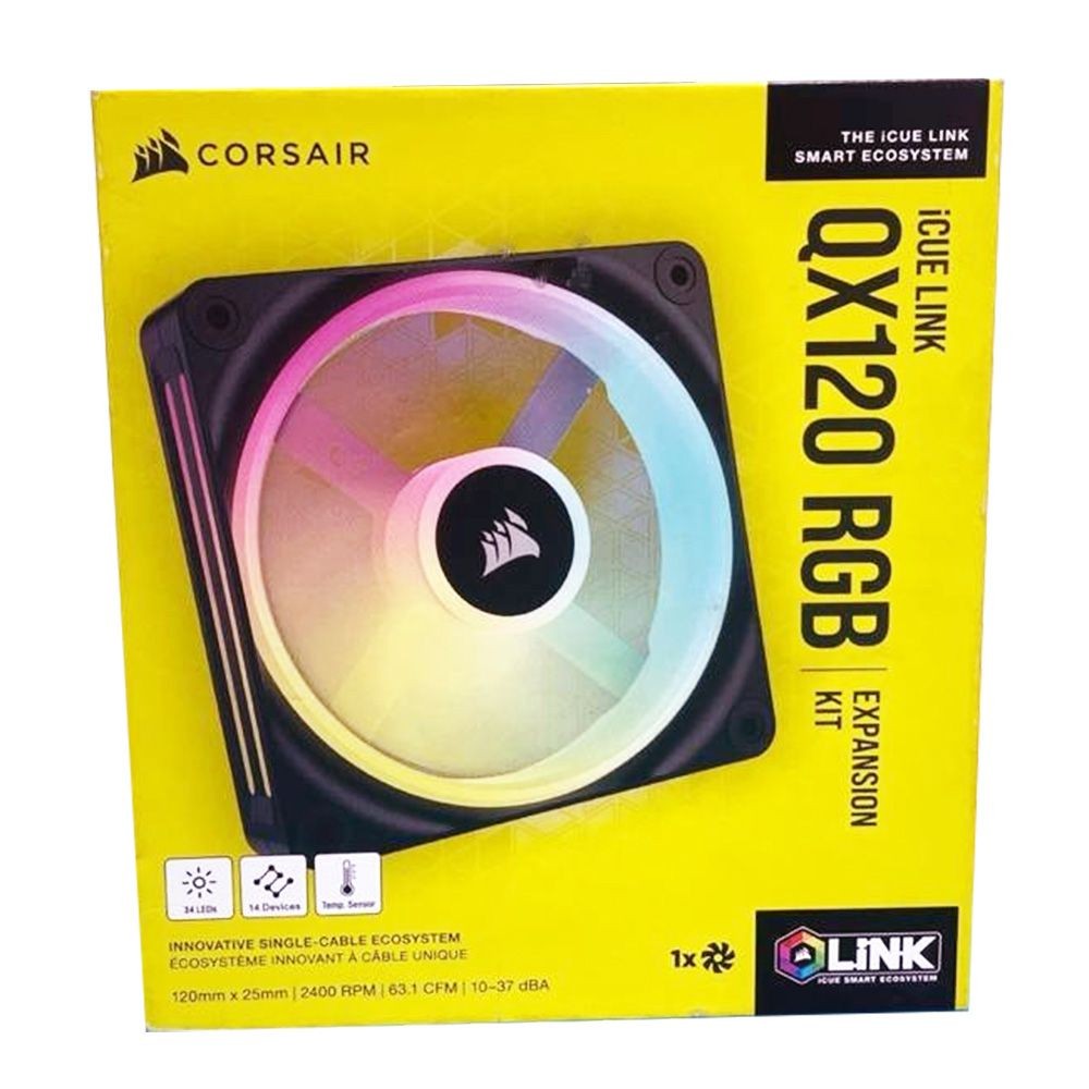 Corsair iCUE LINK QX120 RGB 120mm PWM PC Fan Expansion Kit (Black, 1 Fan), CO-9051001-WW