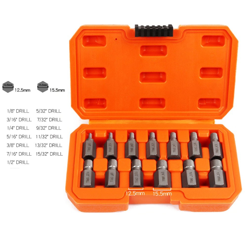 [ลดกระหน่ํา] 13 ชิ้น Screw Extractor Set Damaged Broken Bolt Screw Extractor Hex Head Extractor