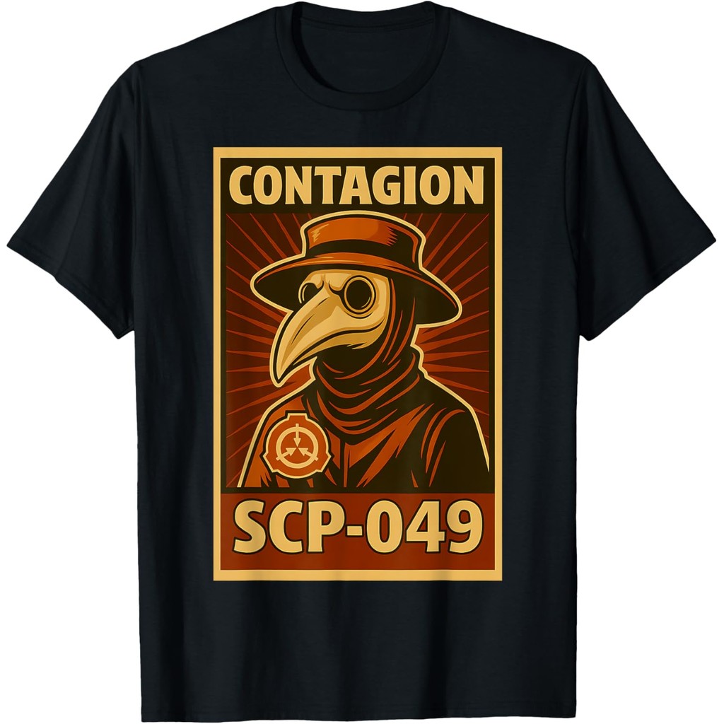 เสื้อยืดผ้าฝ้ายผู้ชาย SCP-049 Plague Doctor เสื้อยืด Vintage เสื้อยืด 4XL , 5XL , 6XL