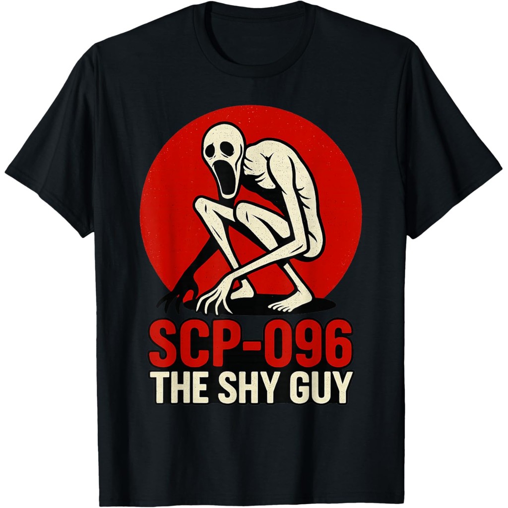 เสื้อยืดผ้าฝ้ายผู้ชาย SCP-096 The Shy Guy – เสื้อยืดดีไซน์ Horror Art เสื้อยืดวินเทจ 4XL , 5XL , 6XL
