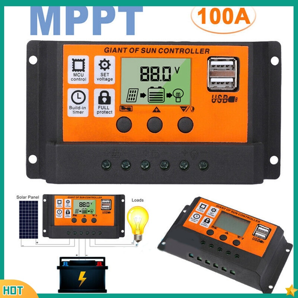 jelly MPPT สําหรับ PWM คอนโทรลเลอร์ชาร์จพลังงานแสงอาทิตย์แผงพลังงานแสงอาทิตย์ตัวควบคุมแบตเตอรี่พอร์ต USB คู่