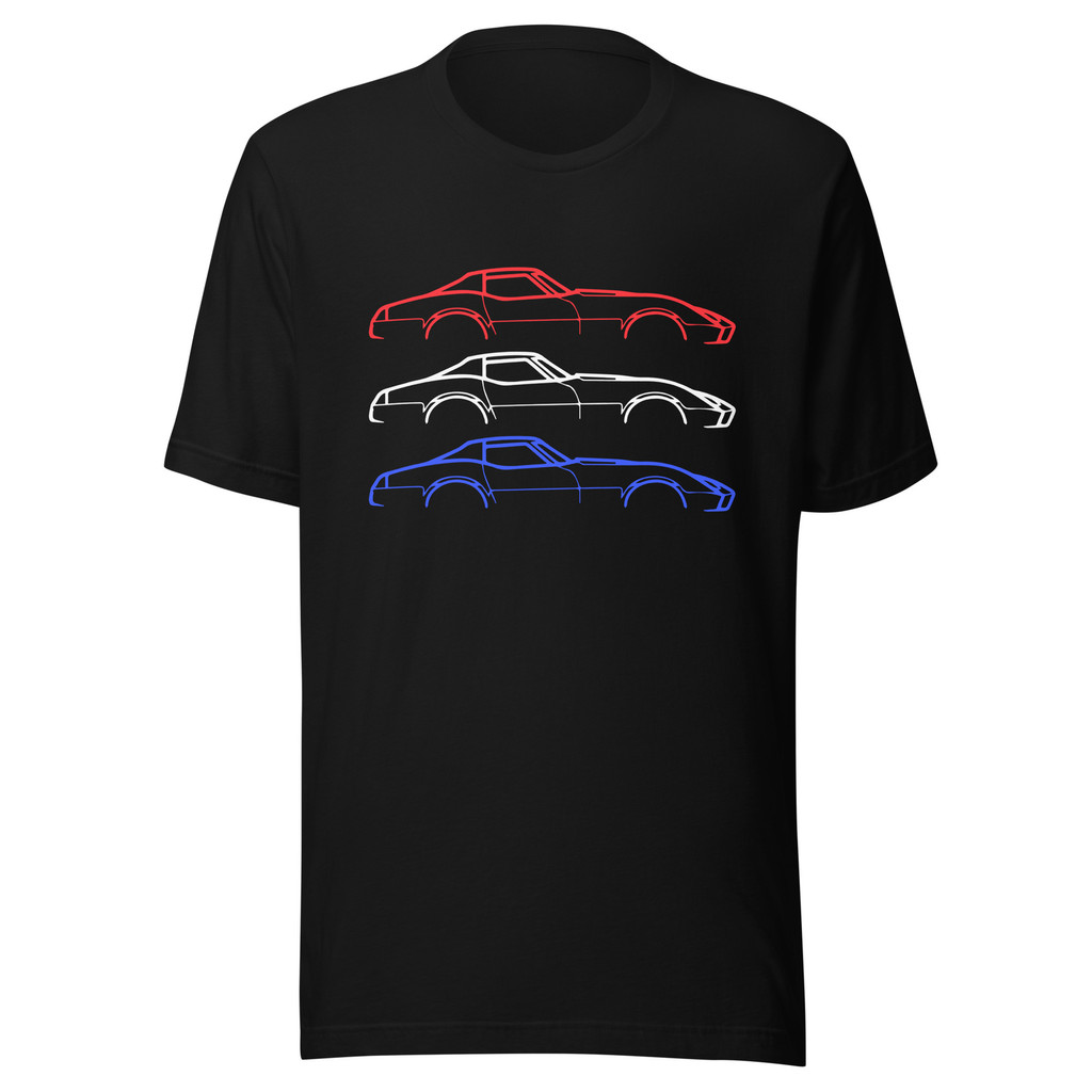 เสื้อยืด 1976 C3 outline patriotic สำหรับแฟนคลับ Corvette