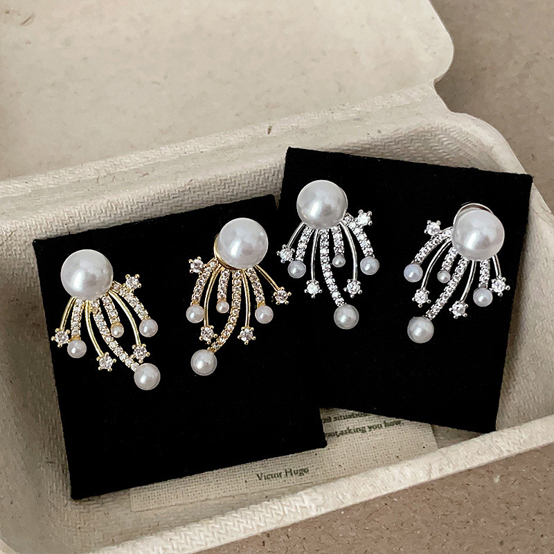 ต่างหูแฟชั่นสำหรับผู้หญิง S925 แซฟไฟร์ เพอร์ล์