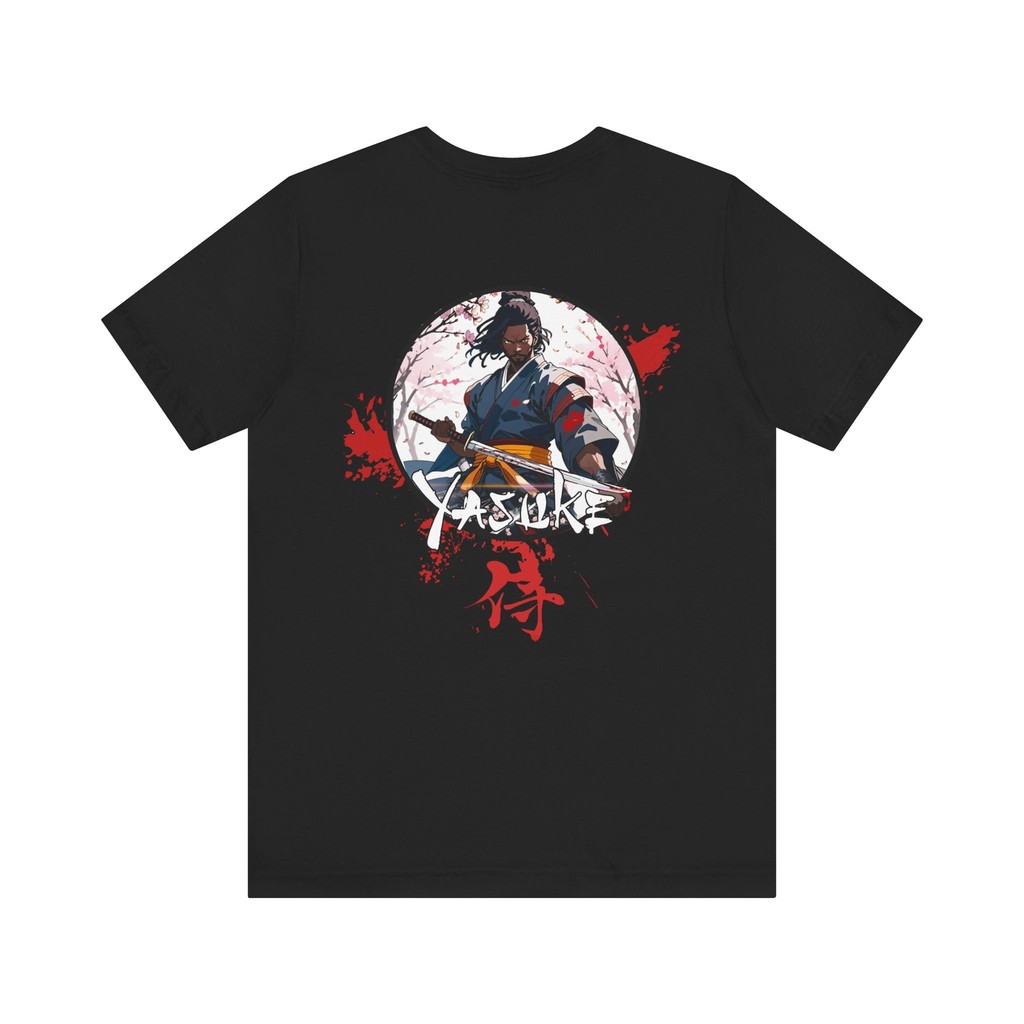 Gym Anime เสื้อสองด้าน Unisex Tee Yasuke เสื้อสีดํา Samurai เสื้ออะนิเมะ