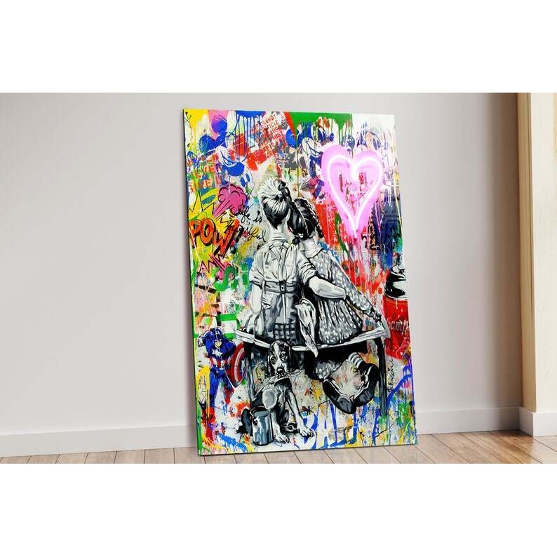 รักทั้งหมดเราต้องการ Banksy ผ้าใบ Wall Art Banksy ผ้าใบ Banksy งานศิลปะ Street Wall Art Graffiti Wal