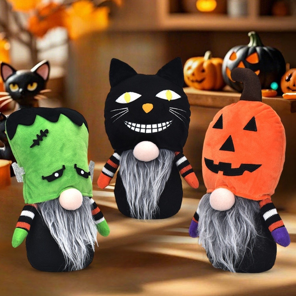 [สินค้าใหม่-July] ตุ๊กตา Stuky Halloween Gnome - เครื่องประดับตุ๊กตา 3 ชิ้นสําหรับตกแต่งเทศกาล!❀