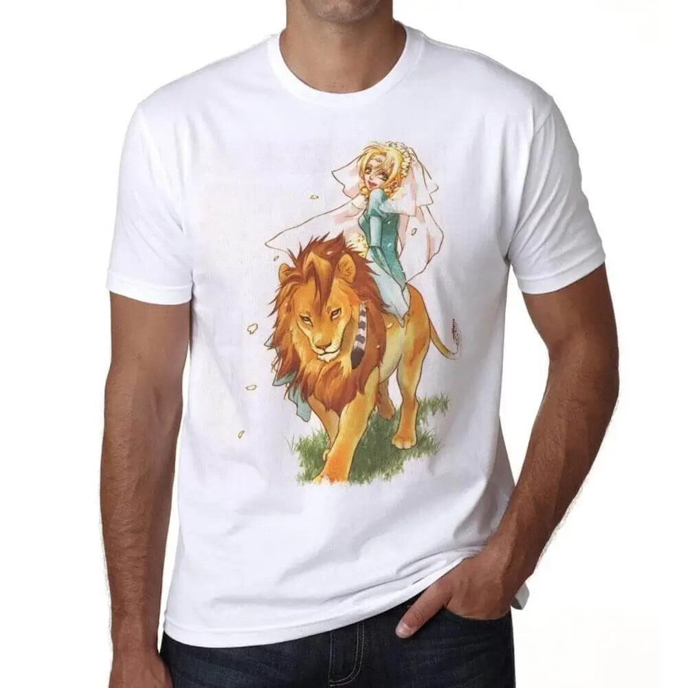 เสื้อยืดผู้ชาย Ultrabasic Girl Manga On A Lion Manga Girl On A Lion เสื้อยืด