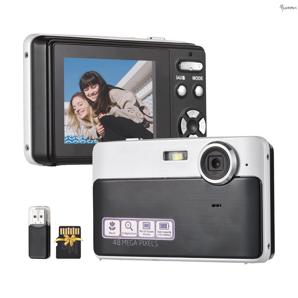 1080P กล้องดิจิตอล 48MP Pocket Digital Video Camera หน้าจอ 2.4 นิ้ว Auto Focus 16X ซูมดิจิตอลแบตเตอร