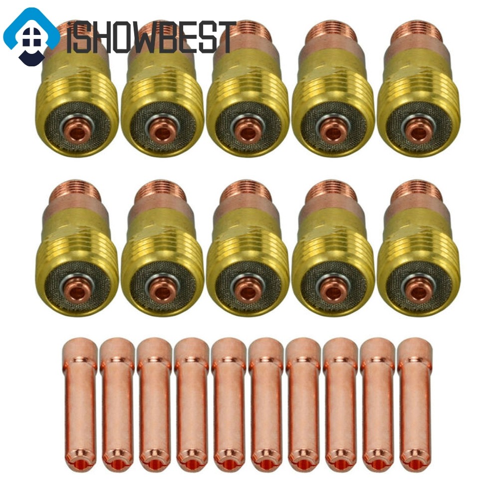20pcs TIG Stubby เลนส์แก๊ส 17GL332 10N24S 3/32 &TIG Collet Kit DB SR WP 17 18 26