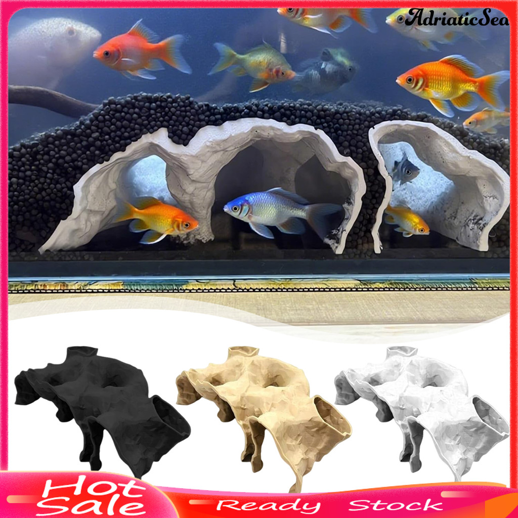 [COD]☼3D พิมพ์ปลา Hideout อุโมงค์ธรรมชาติ Pleco Cave Aquarium Decor ภายใต้กรวดอุโมงค์ถ้ําสําหรับ Cic