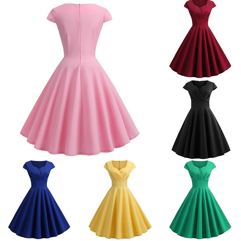 Big Women Retro Party Dress 50-60s ชุดราตรี Swing A-line กระโปรง Skater Dress