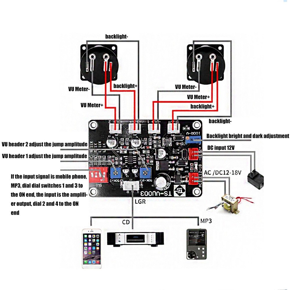 Bestshe1.th❤️สําหรับ TS VU003 VU Meter Driver Board ปรับ VU Meter Driver Panel Backlight