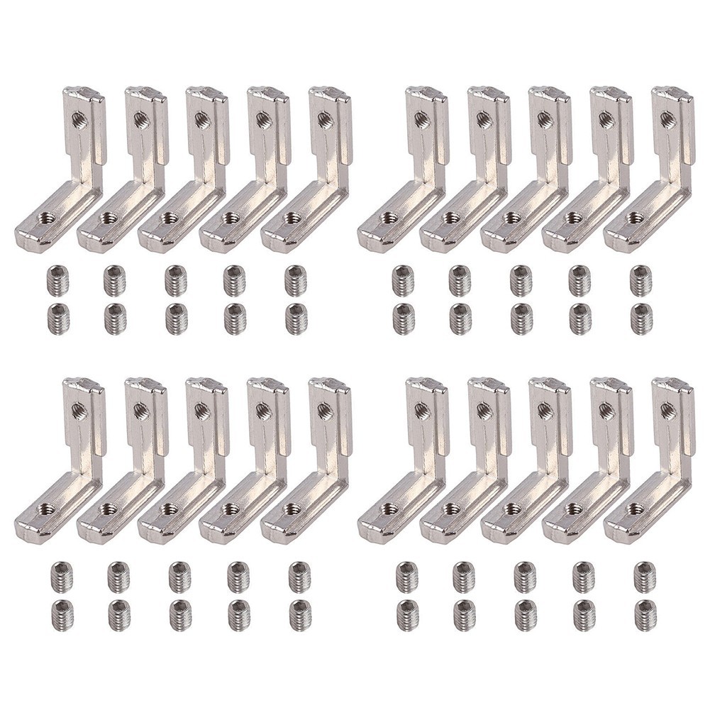 【จัดส่งเร็ว】LALA20X T Slot Aluminium Profile L-Shape Brackets 90° ขั้วต่อด้านใน 2020