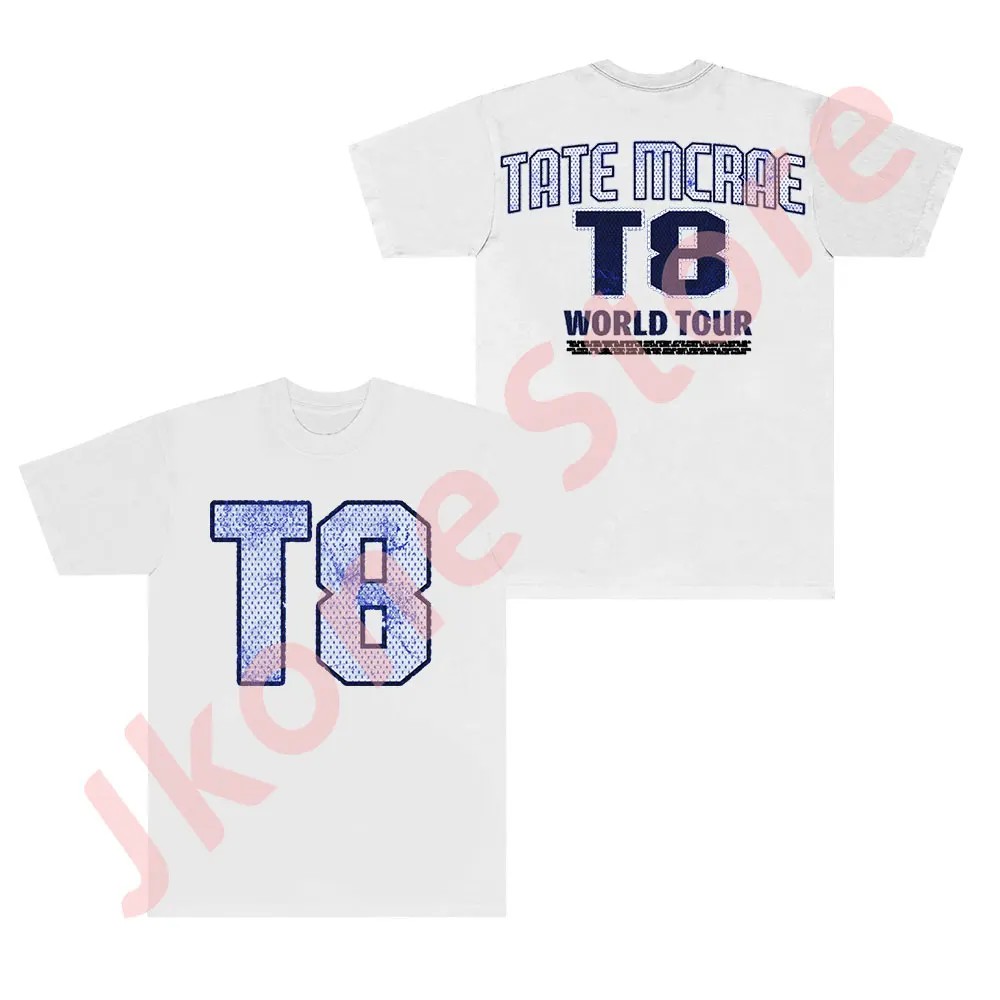 ของขวัญเสื้อ Tate McRae T8 โลโก้เสื้อยืด Think Later World Tour Merch ฤดูร้อนผู้หญิงผู้ชายแฟชั่นลําล
