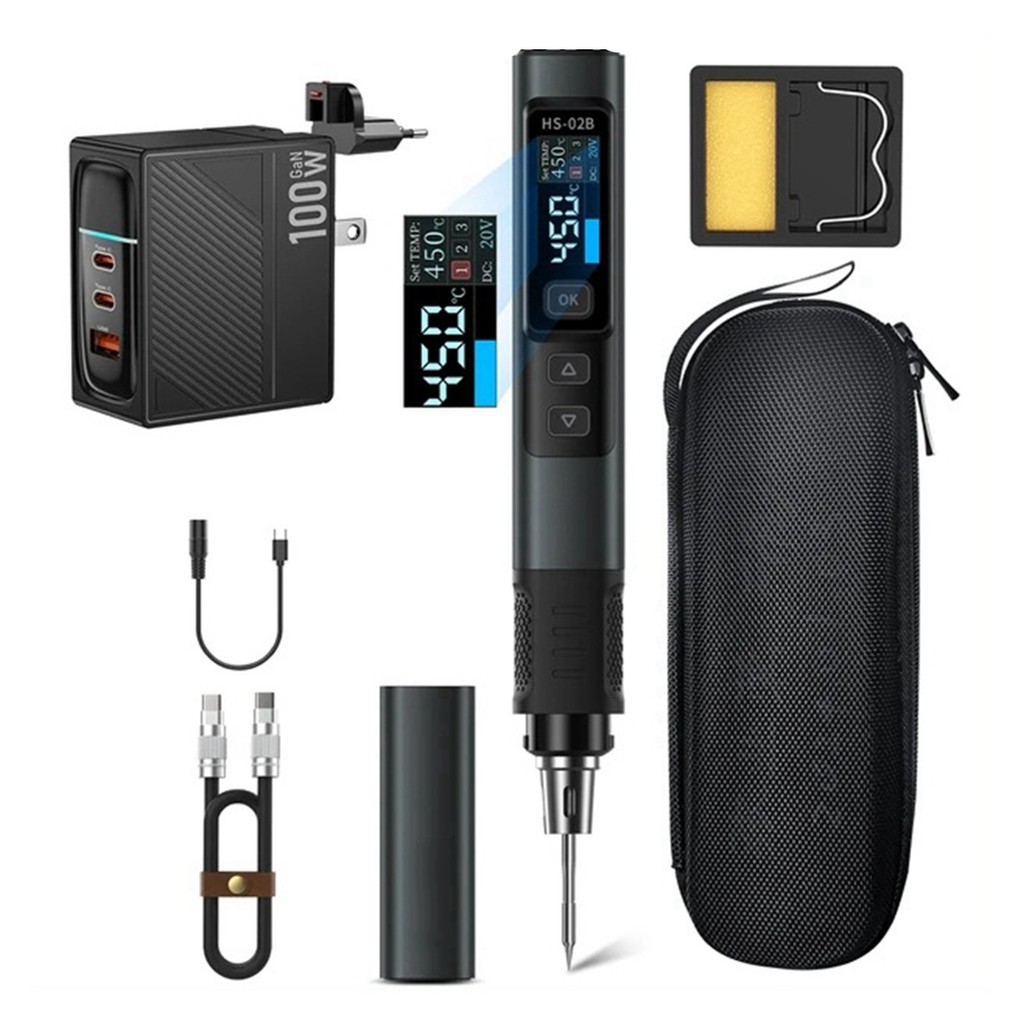 [COD0723] FNIR HS02Bset หัวแร้งอัจฉริยะ 100W 0.96 นิ้ว ปากกาบัดกรีเชื่อม