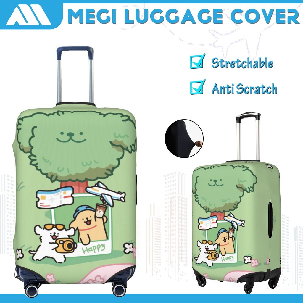 ผ้าคลุมกระเป๋าเดินทาง หมามอลทีส ผ้าสแปนเด็กซ์ แบบยืดหยุ่น ยืดหยุ่น Maltese Puppy Travel Luggage Cove