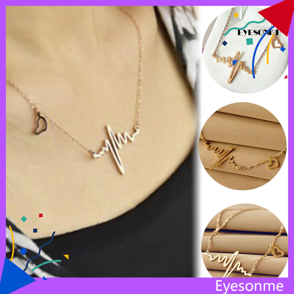 EYES_ สร้อยคอ ECG Design จี้รูปหัวใจโลหะผสมประณีตสําหรับคลับ