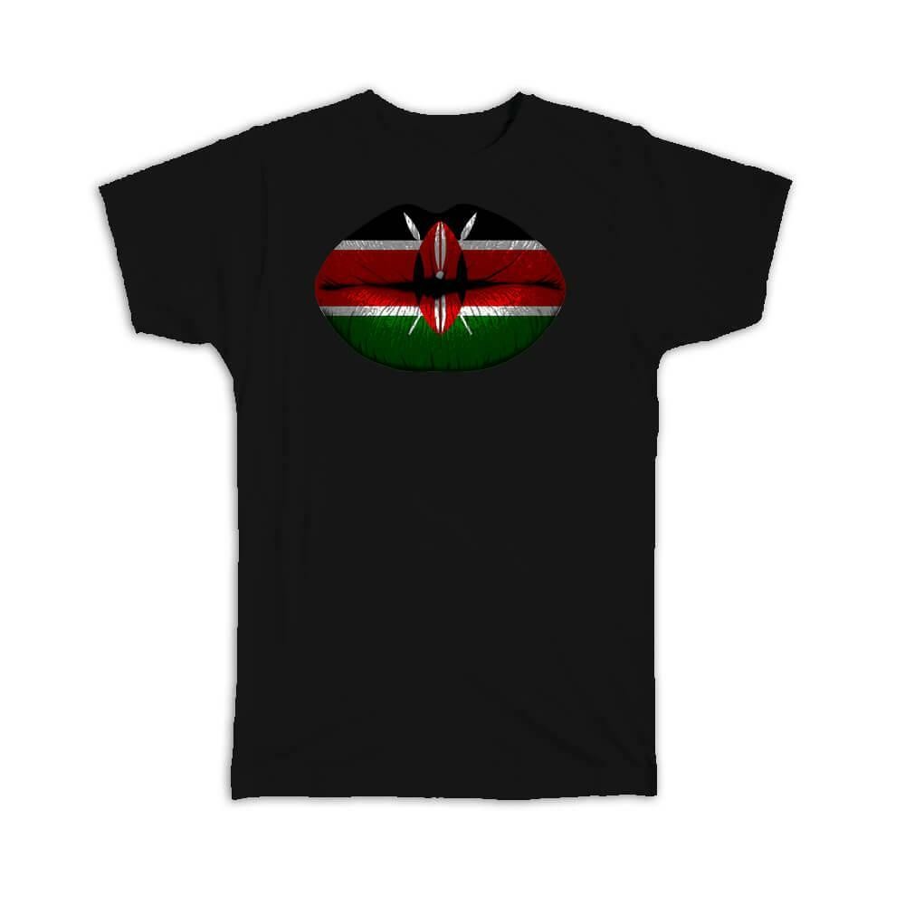 Gift T-Shirt : Lips Kenya Flag Kenya Expat Country For Her Feminine