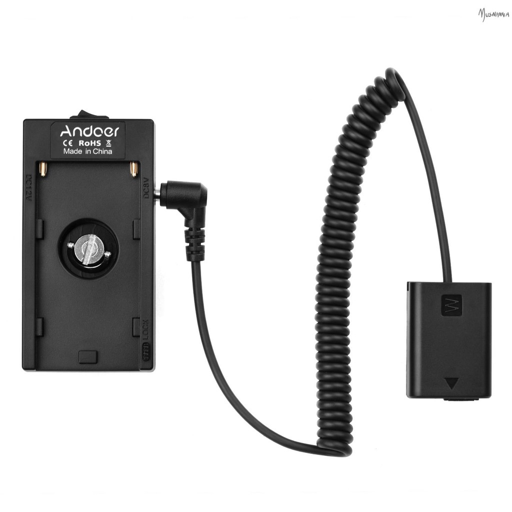 Andoer NP-F970 F750 แบตเตอรี่ผู้ถือแผ่นอะแดปเตอร์ + FW50 Dummy แบตเตอรี่ Coupler ใช้งานร่วมกับ A7/A7