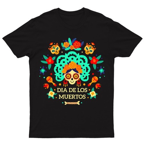 Day Of The Dead Mexican เสื้อยืด Sugar Skull Dia De Los Muertos Gothic V Dd277