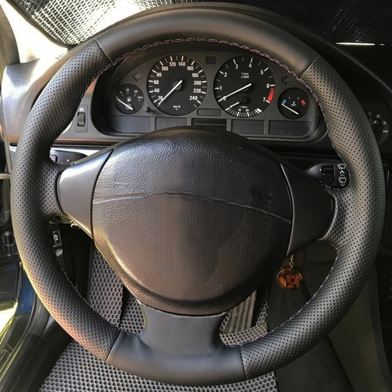 Hand-stitched หนังเทียมพวงมาลัยสําหรับ BMW M Sport E36 1996-2000 E39 1995-2001 Z3 M E36/7 E36 Auto ภ