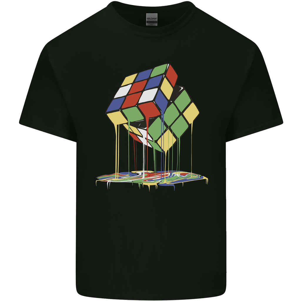 Dripping Rubix Cube Funny Puzzle Mens Light Cotton T-Shirt