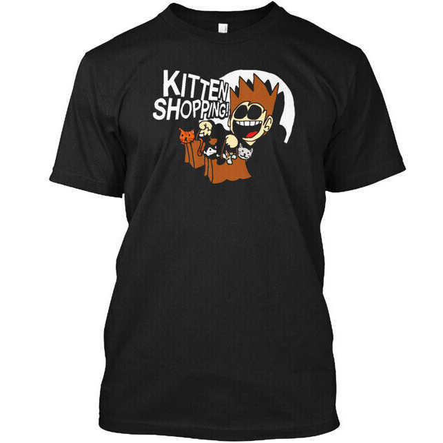 Popular Home Slim Fit Eddsworld เสื้อยืดช้อปปิ้งลูกแมว