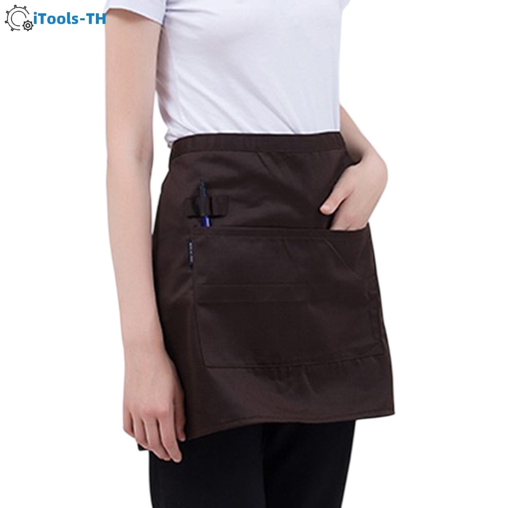 <iTools> ผ้ากันเปื้อนสีดําสั้นสําหรับผู้ชายสําหรับร้านอาหารตะวันตกคาเฟ่ห้องครัวและเชฟ
