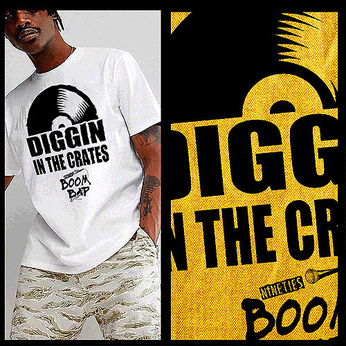 เสื้อยืดสไตล์ฮิปฮอปยุค90ส์ ออกแบบด้วยธีมDJและTurntable