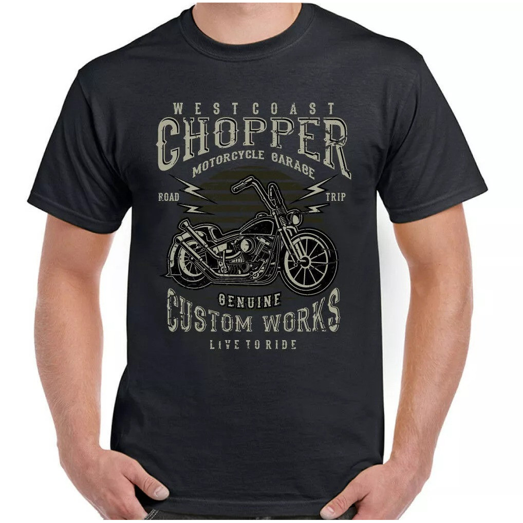 เสื้อยืด West Coast Chopper Biker Custom Works สำหรับผู้ชาย สไตล์มอเตอร์ไซค์