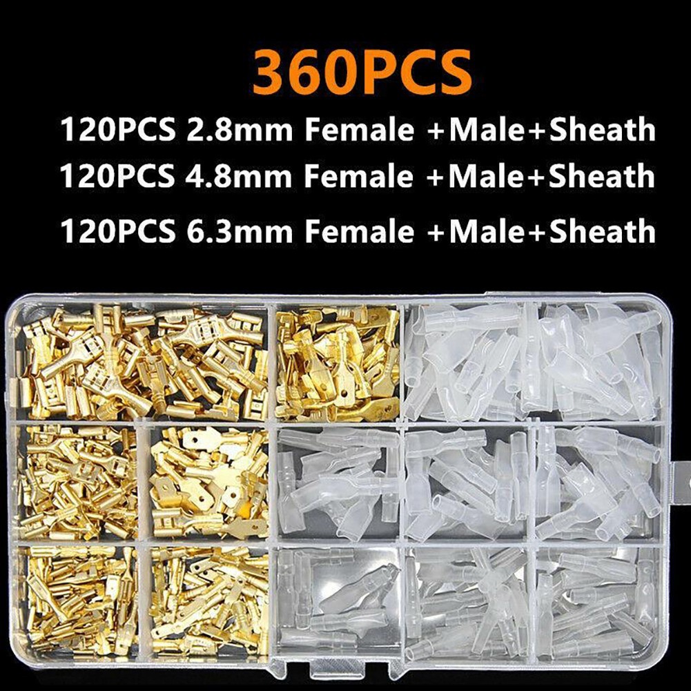 SWTDRM Hot360X Assortment Spade ชายหญิงเทอร์มินัลสายไฟ Crimp Connectors Kit