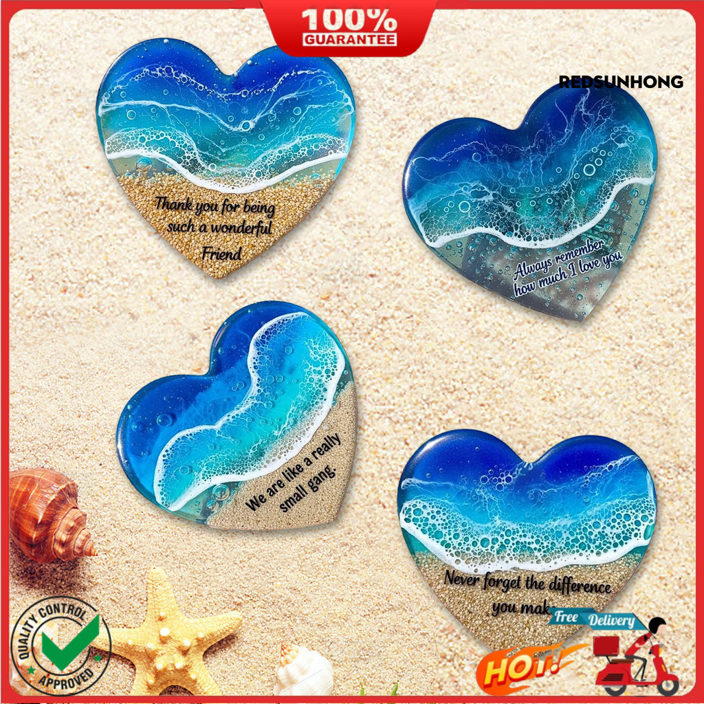 ✧Ocean Pocket Heart Glass Beach Heart เครื่องประดับกระเป๋าทําด้วยมือ Sea Mini Heart Keepsake สําหรับ
