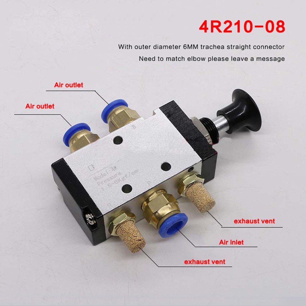 [SWHOME] 4R210-08 วาล์วนิวเมติกแบบกดดึง 5 วิธี 2 Pos 1/4" สําหรับ BSPT & Connector r [AUG]