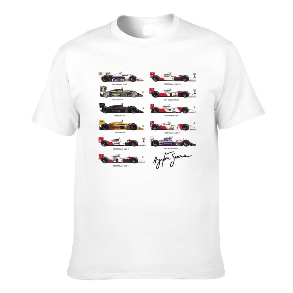 Casual พิมพ์ทั้งหมด Ayrton Senna Senna Cars เสื้อยืดผ้าฝ้ายผู้ชาย