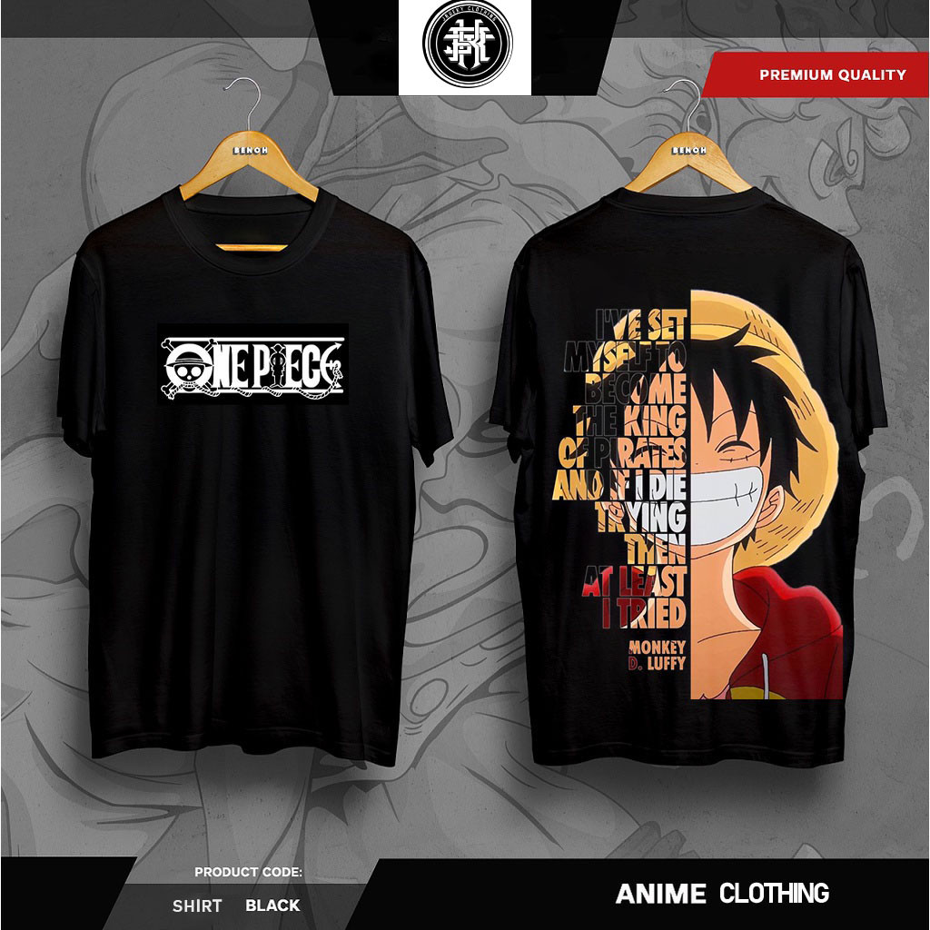 Jueky One Piece TShirt Luffy Cotton TShirt คู่สีดํา S3Xl